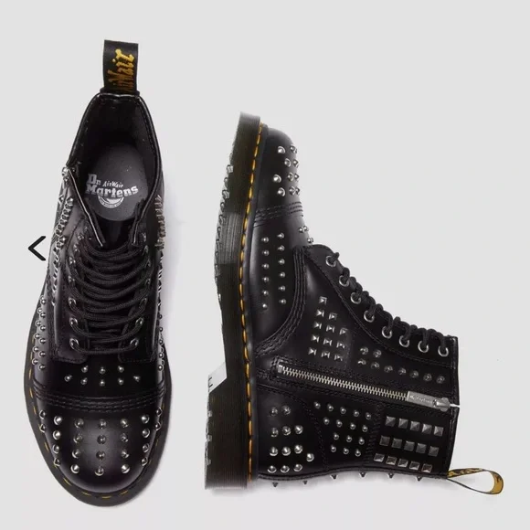 DR MARTENS 1460 STUDDED ZIP ATLAS LEATHER LACE UP - Picture 2 of 16